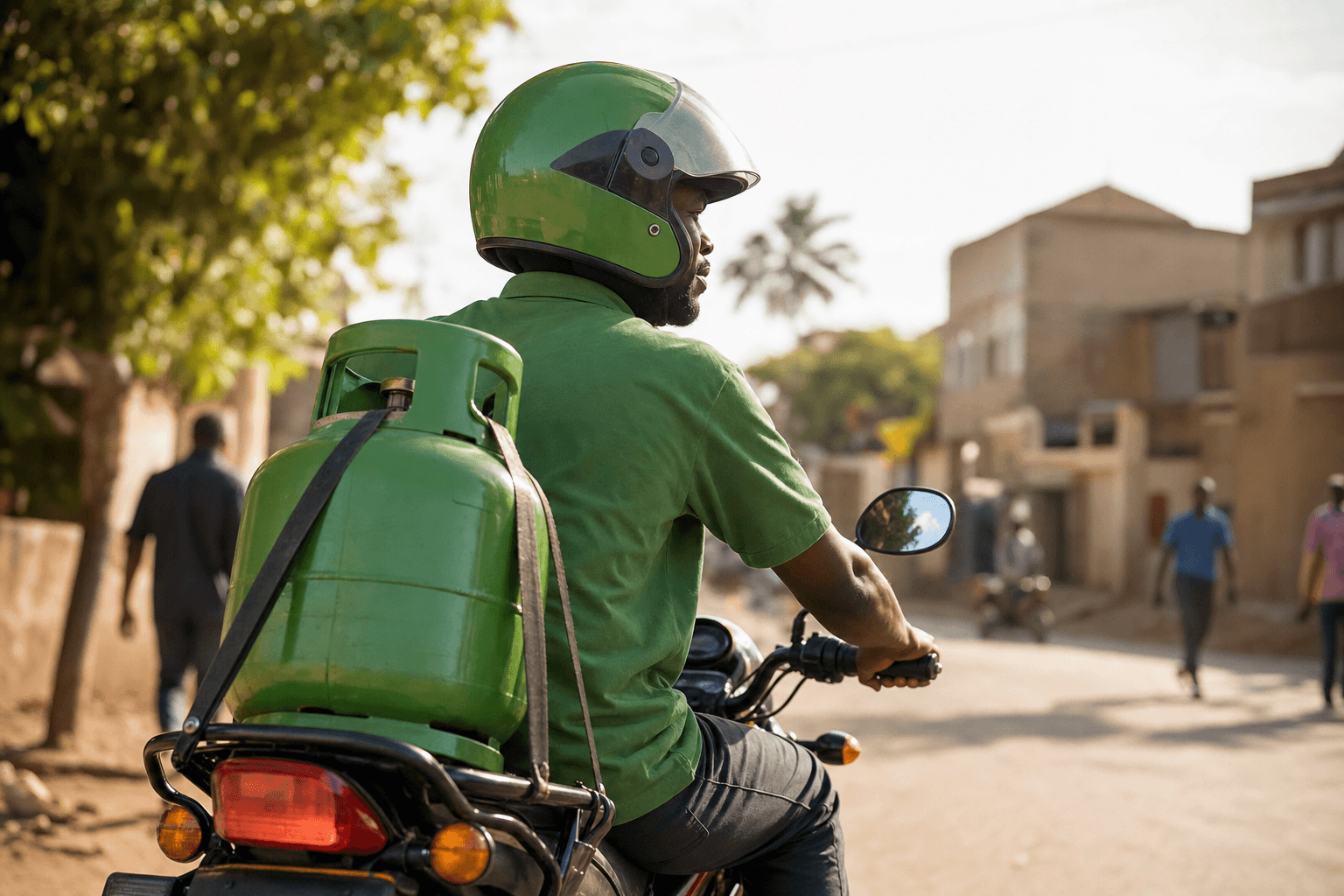 Driver delivering LPG cylinders